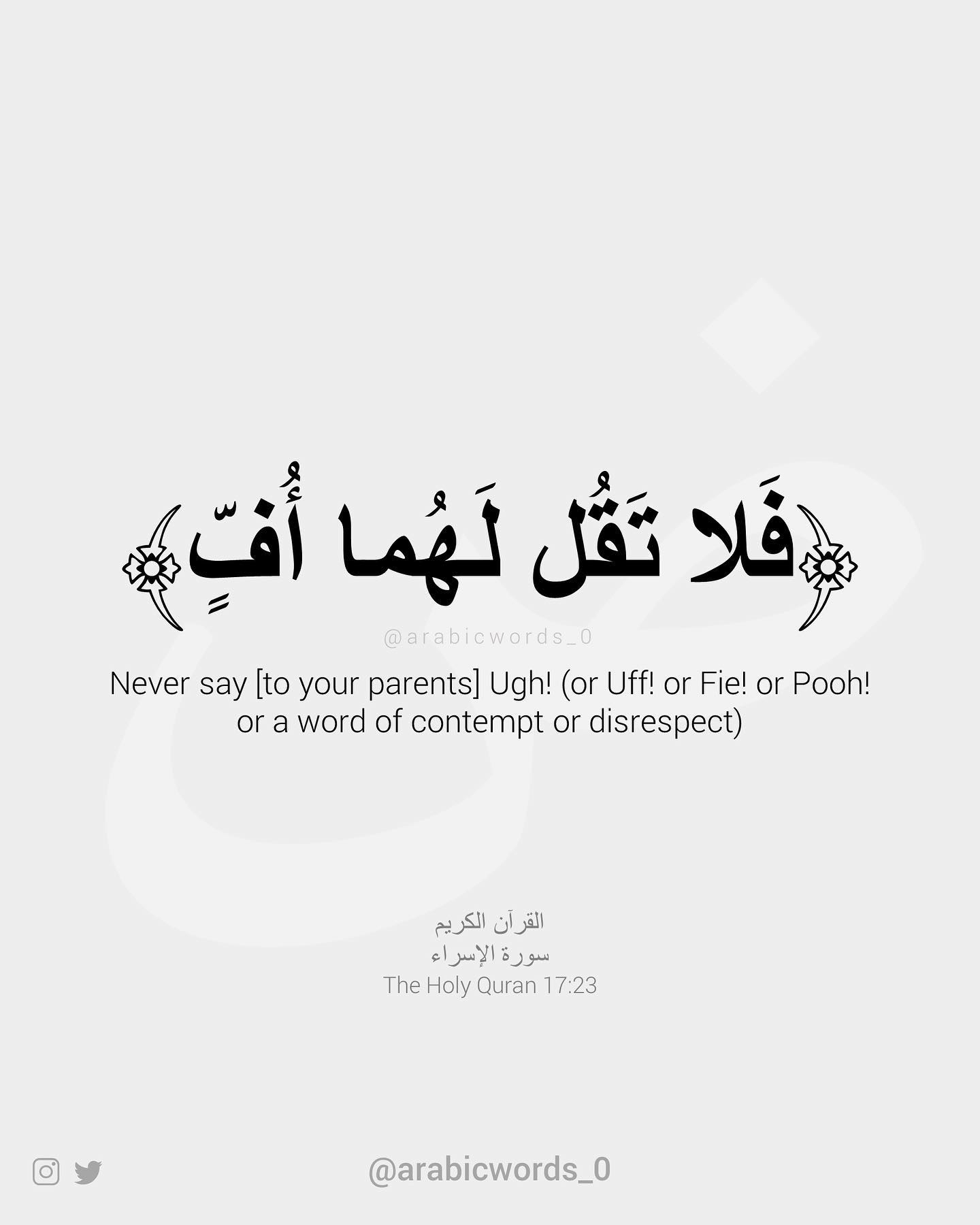 Never say [to your parents] Uff! (or a word of contempt or disrespect)