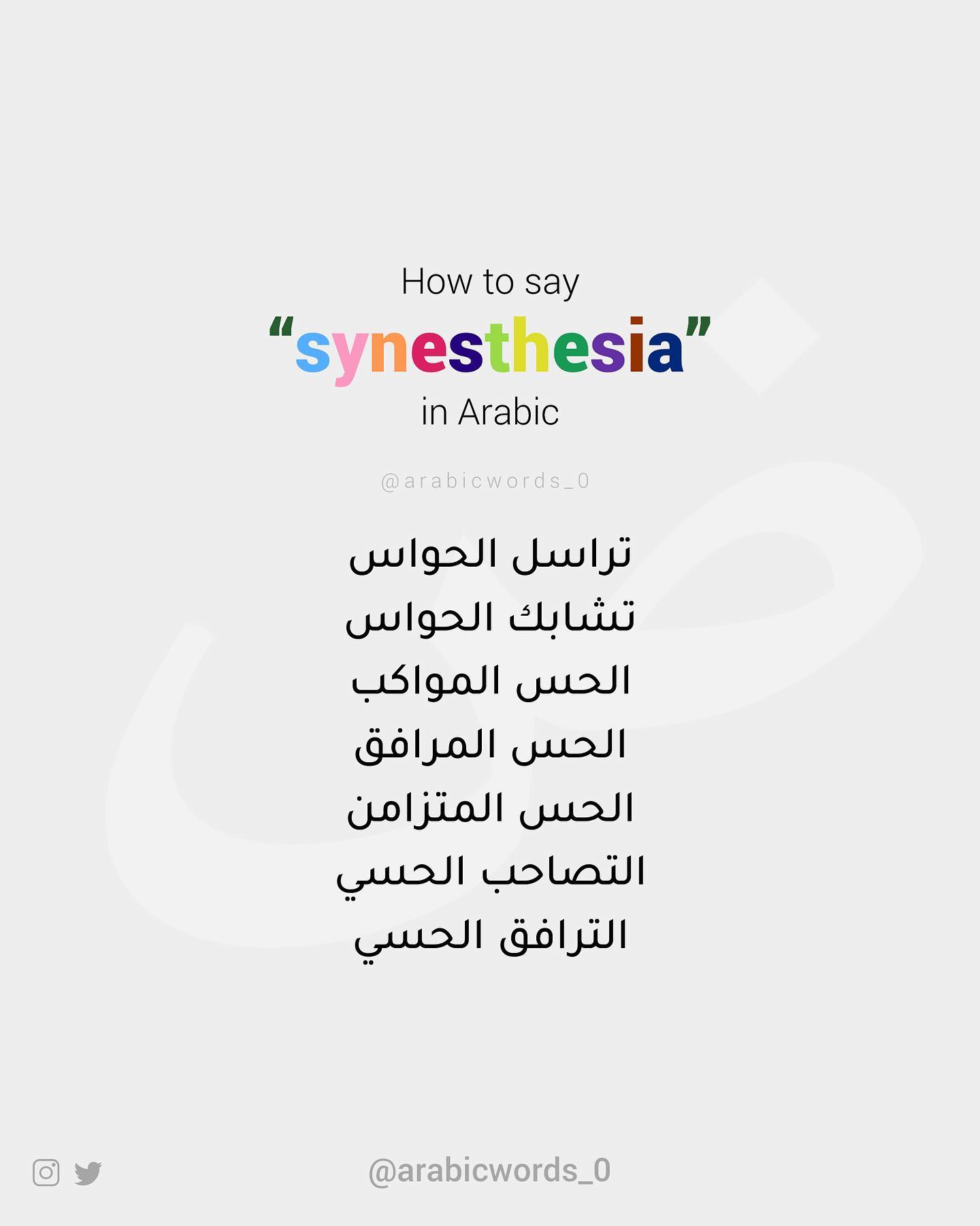How to say  “synesthesia”  in Arabic