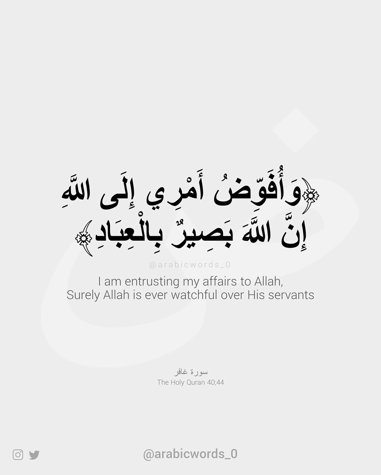 I am entrusting my affairs to Allah, Surely Allah is ever watchful over His servants