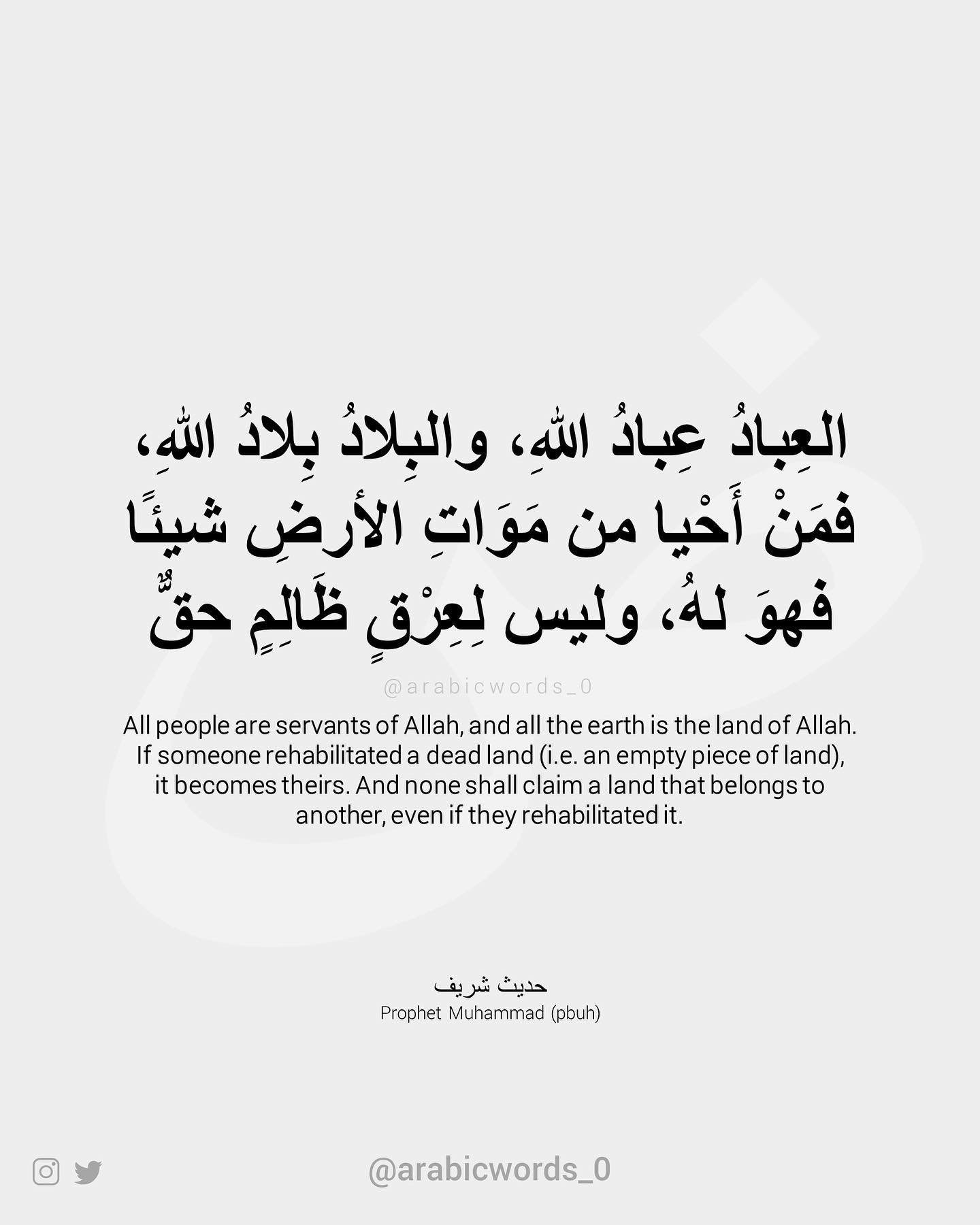 All people are servants of Allah, and all the earth is the land of Allah.