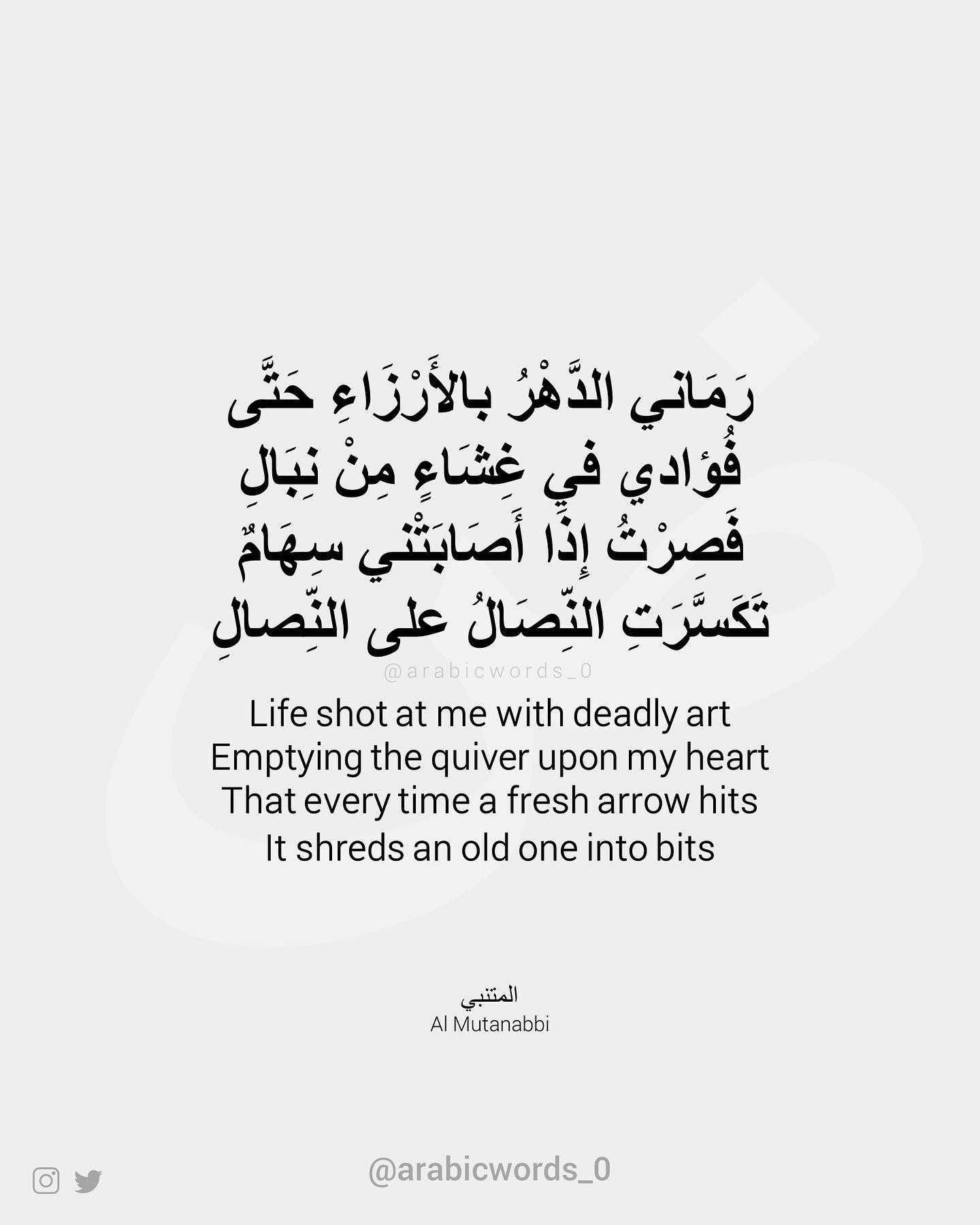 Life shot at me with deadly art Emptying the quiver upon my heart