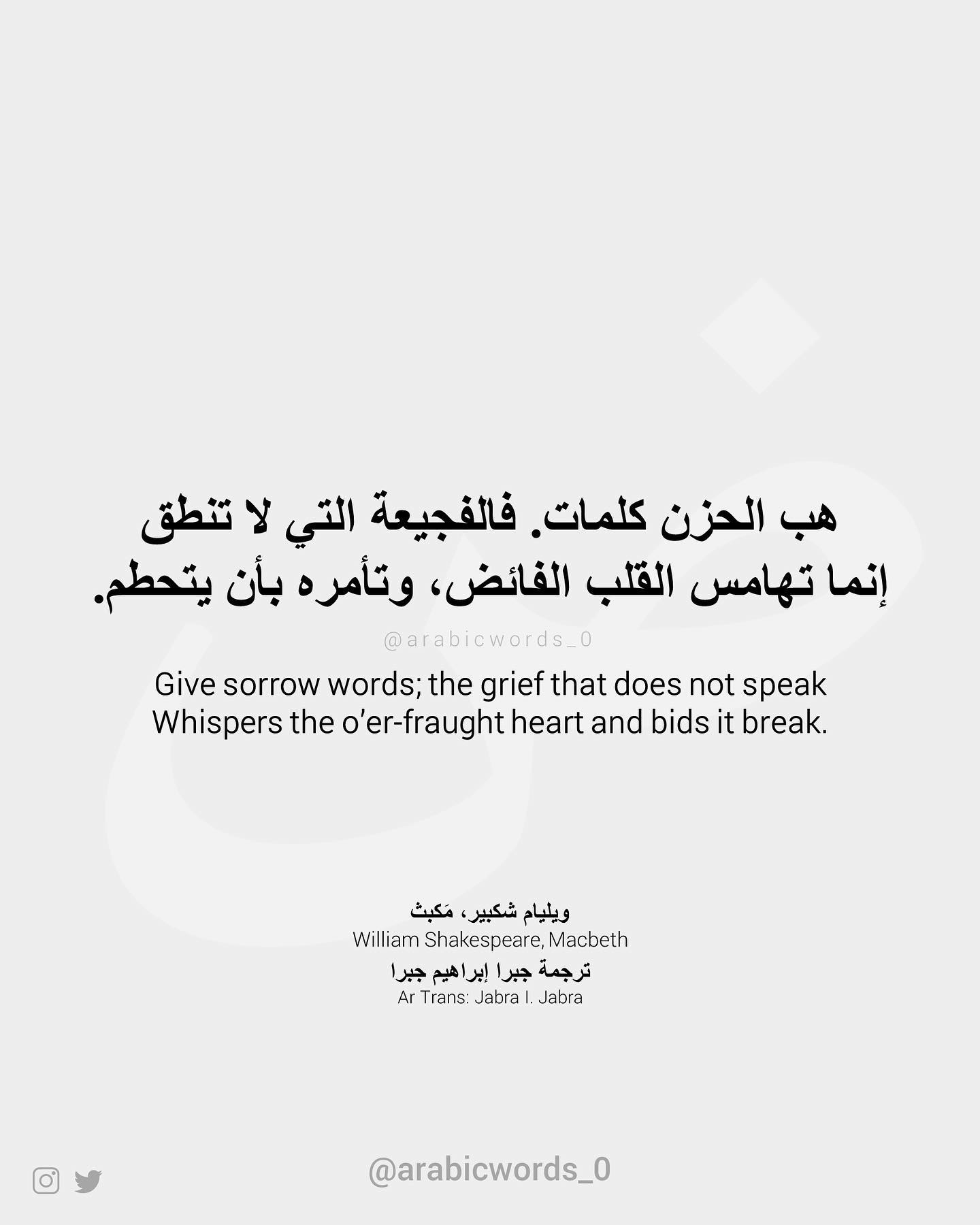 Give sorrow words; the grief that does not speak Whispers the o’er-fraught heart and bids it break.