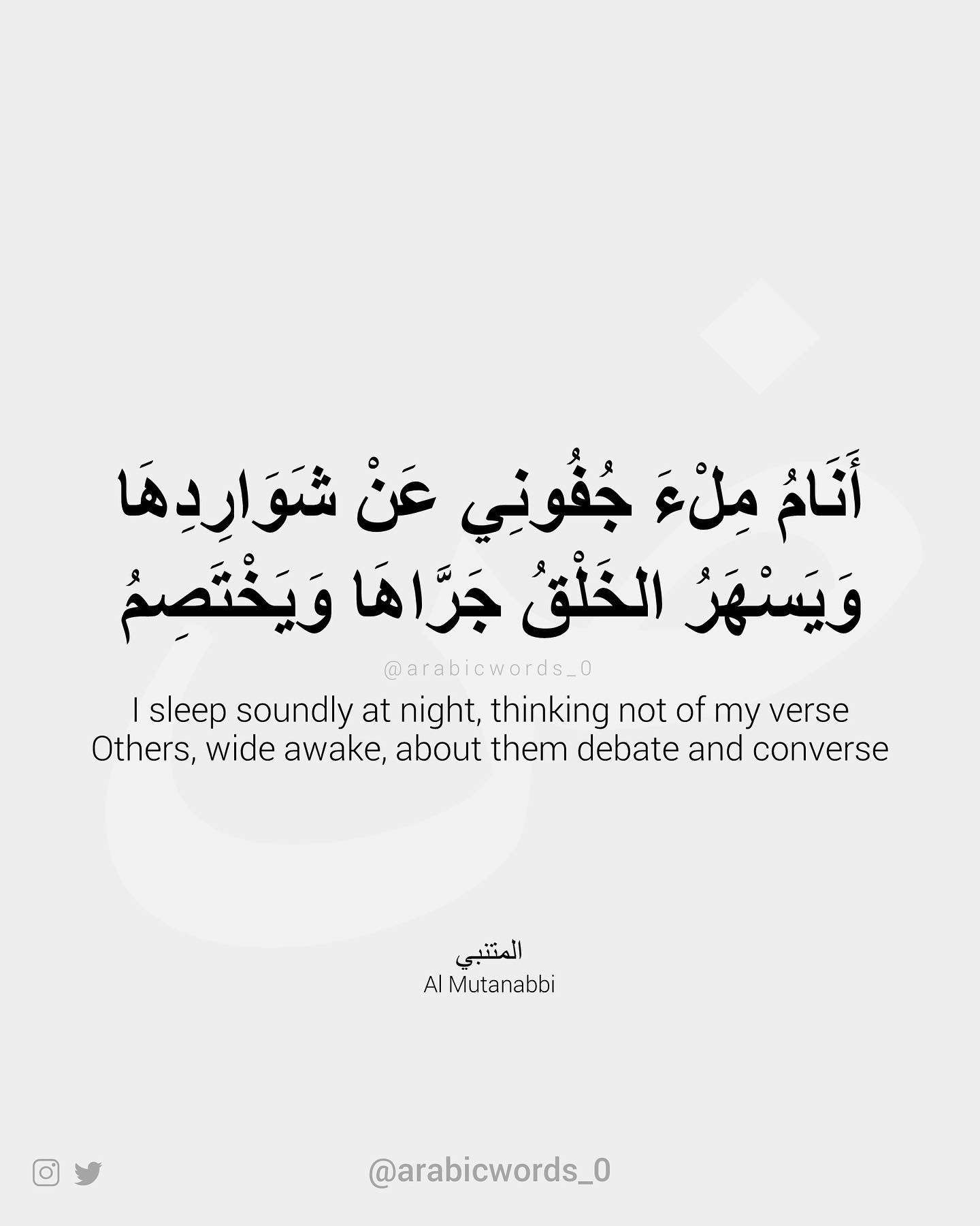I sleep soundly at night, thinking not of my verse Others, wide awake, about them debate and converse