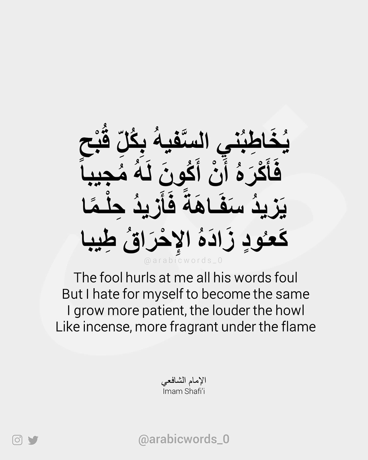 The fool hurls at me all his words foul But I hate for myself to become the same
