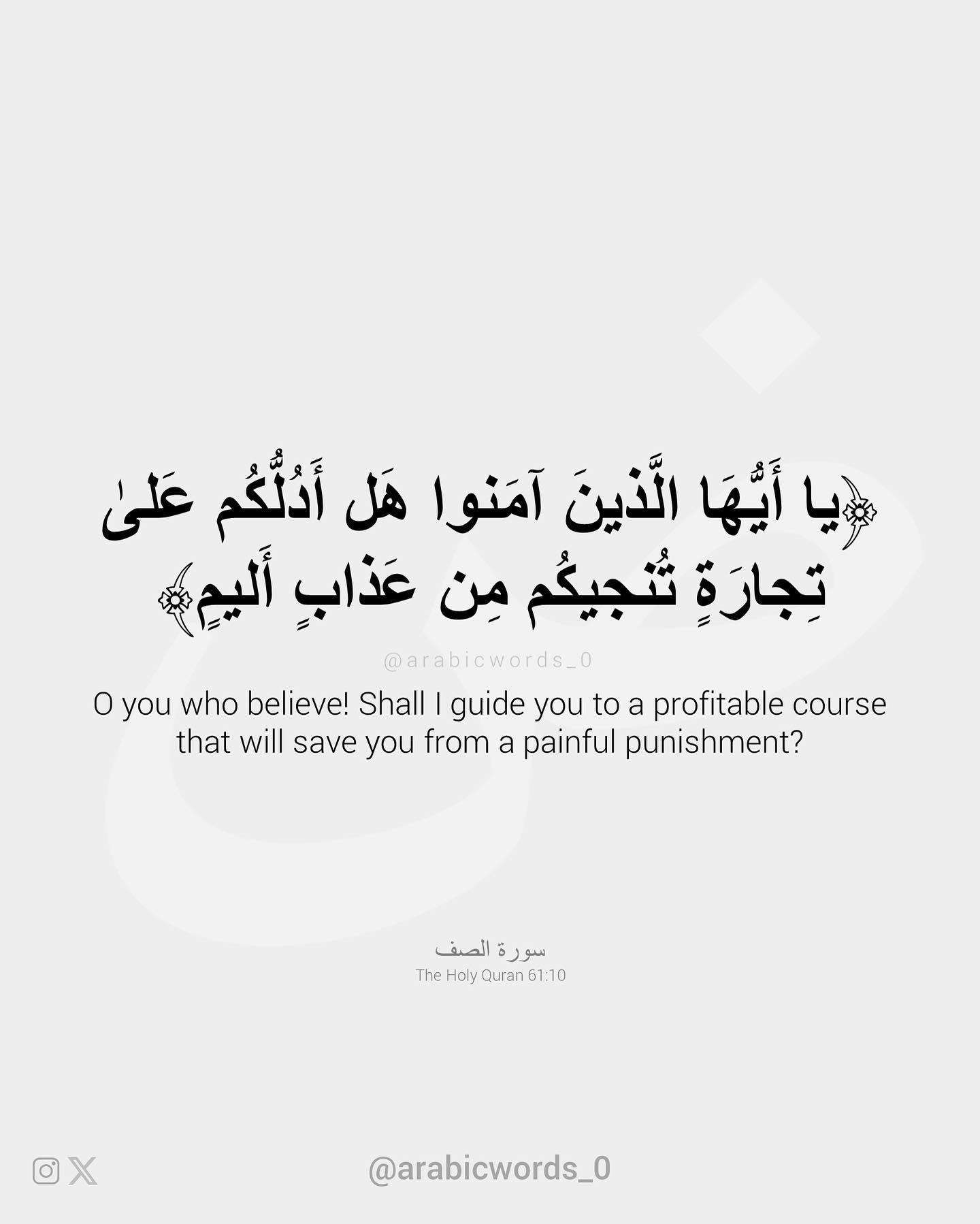 O you who believe! Shall I guide you to a profitable course that will save you from a painful punishment?