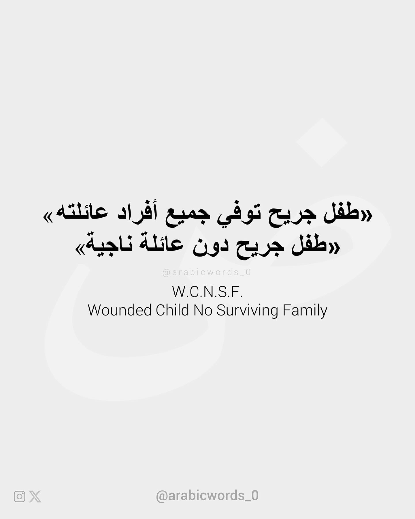 W.C.N.S.F.  Wounded Child No Surviving Family