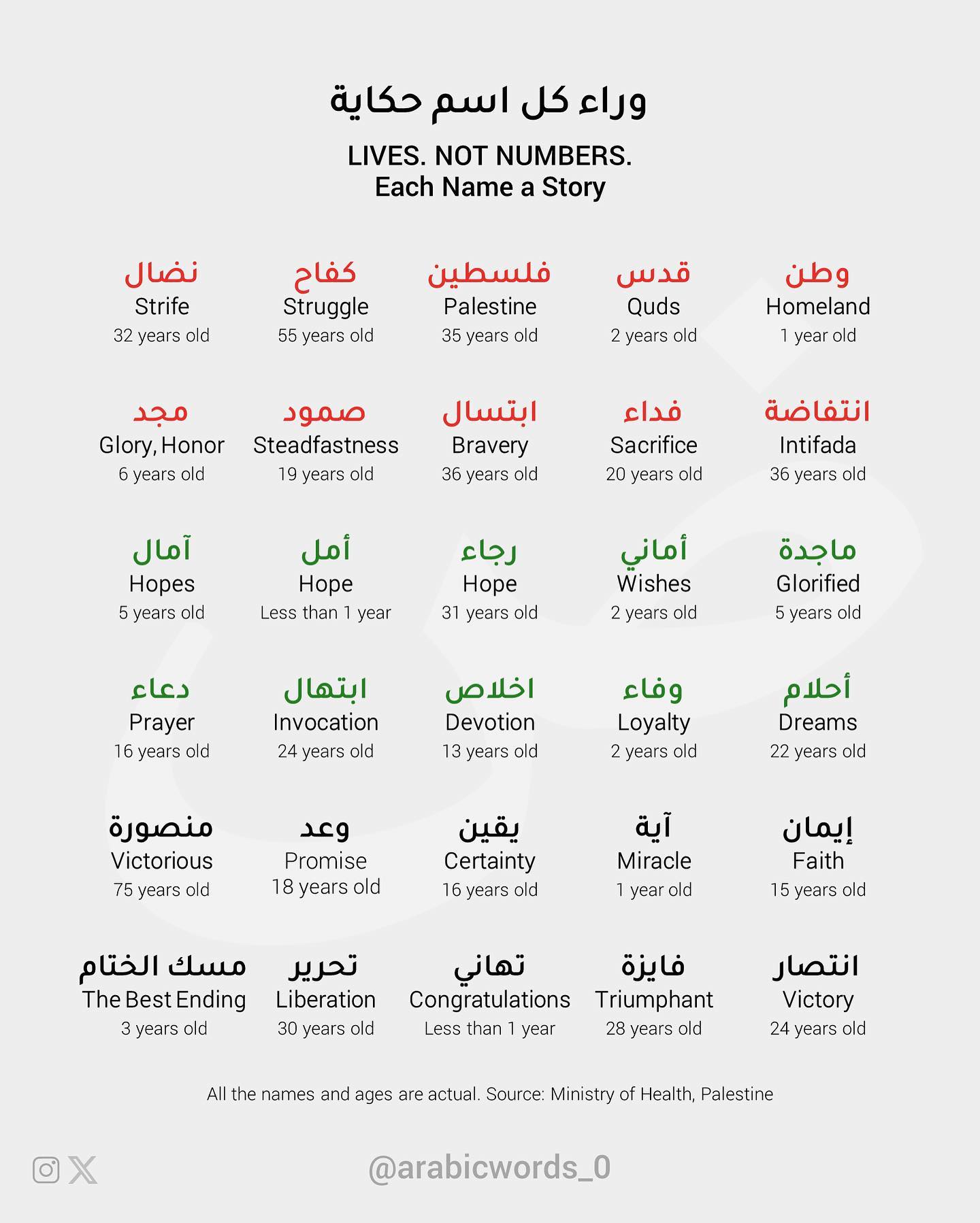 LIVES. NOT NUMBERS. Each Name a Story