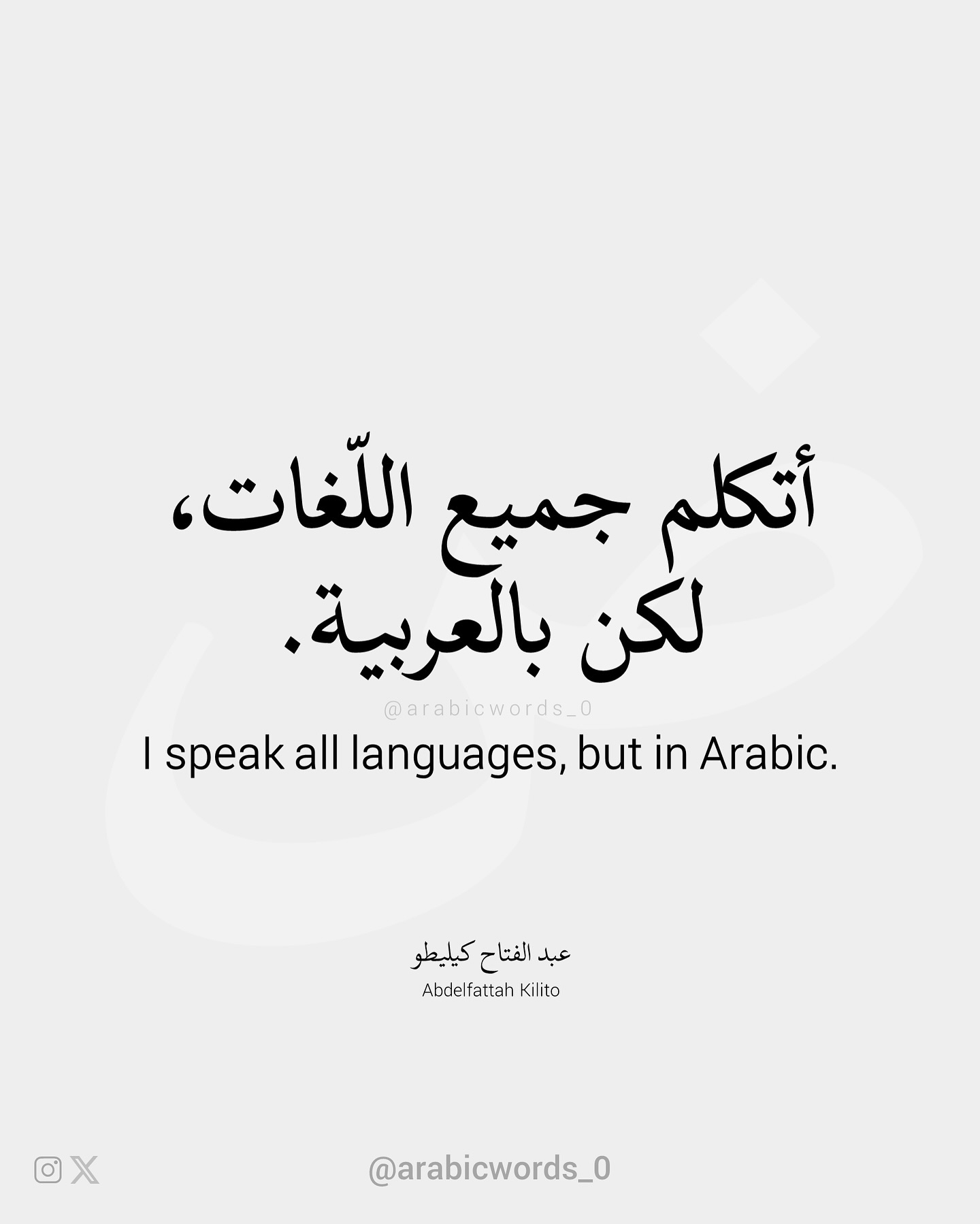 I speak all languages, but in Arabic.