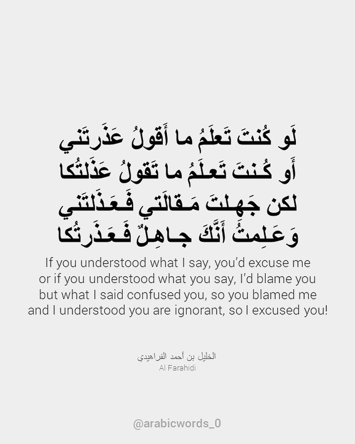 If you understood what I say, you’d excuse me