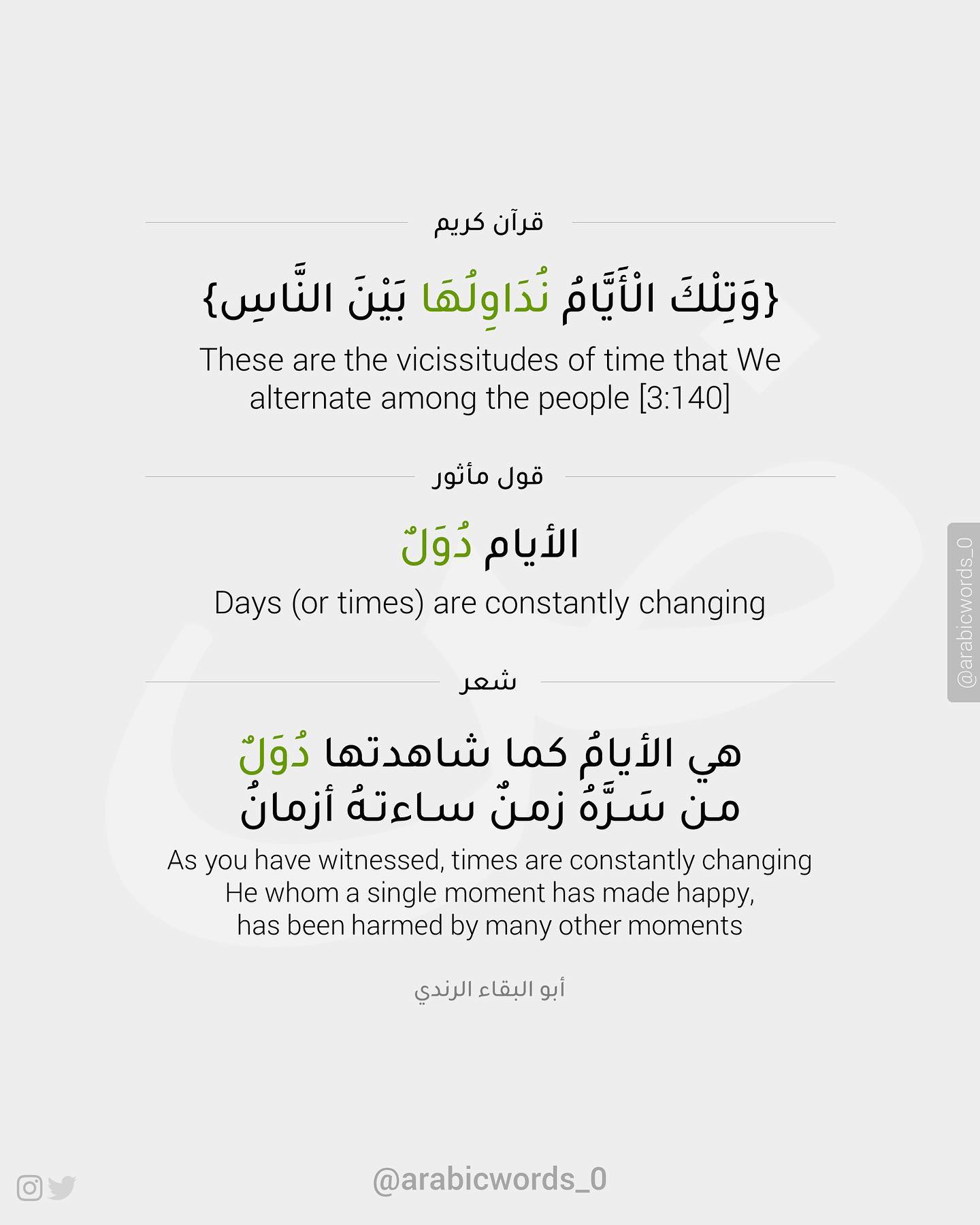 These are the vicissitudes of time that We alternate among the people [3:140]