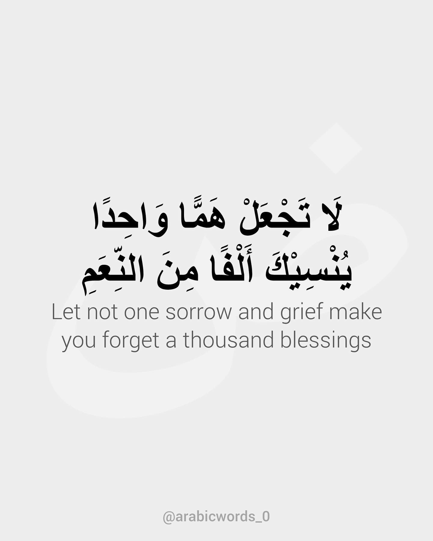 Let not one sorrow and grief make  you forget a thousand blessings